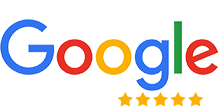 Google Logo & 5 stars with text that reads, "Read our Google reviews."